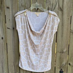 Michael Kors Beige Giraffe Print Blouse